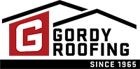 Gordy Roofing Inc. Residential and Commercial Roofing Logo